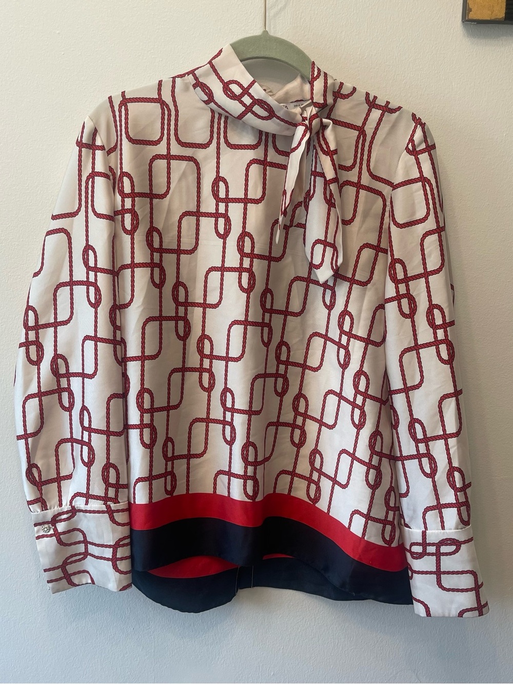 Zara Nautical Ropes Bow Blouse Size medium